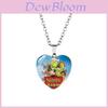 Charming Heart Shaped Shrek Time Gemstone Pendant Necklace For Unique Style With Colorful Variants