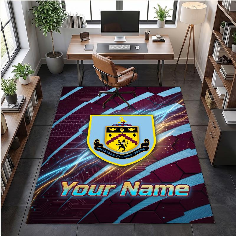 Crystal Velvet Rug Burnley Football Print Custom Name Text Floor Mat Home Decor
