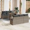 7-Piece Garden Sofa Set with Grey Cushions Poly Rattan 3358393