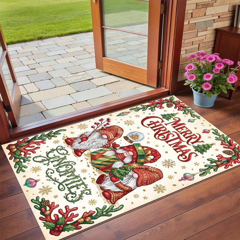 Christmas Printed Square Area Rug Soft Non Slip Floor Carpet For Bedroom Holiday Gift