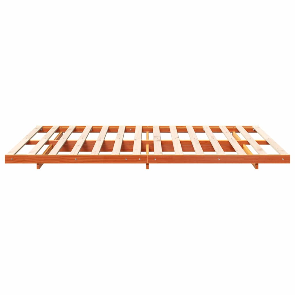 Bed Frame Wax Brown 140 x 220 cm Solid Pine Wood
