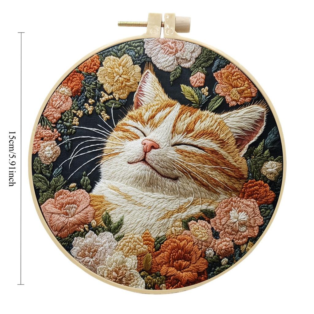 1 buc Kit Artizanat DIY din Pânză cu Broderie Model Pisică cu Unelte