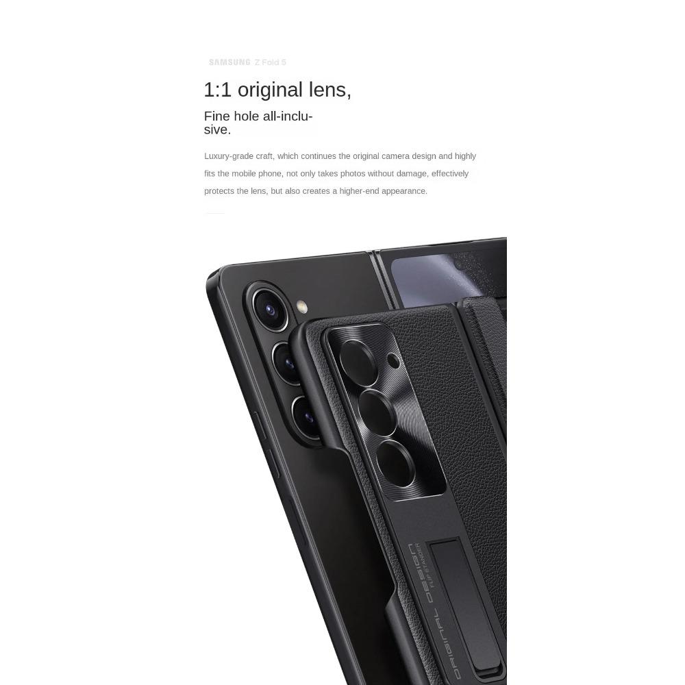 Automatic Spring Hinge Leather Case For Samsung Z Fold 5 Galaxy Z Fold 6 Tempered Glass All-inclusive Stand Camera Protect Cover