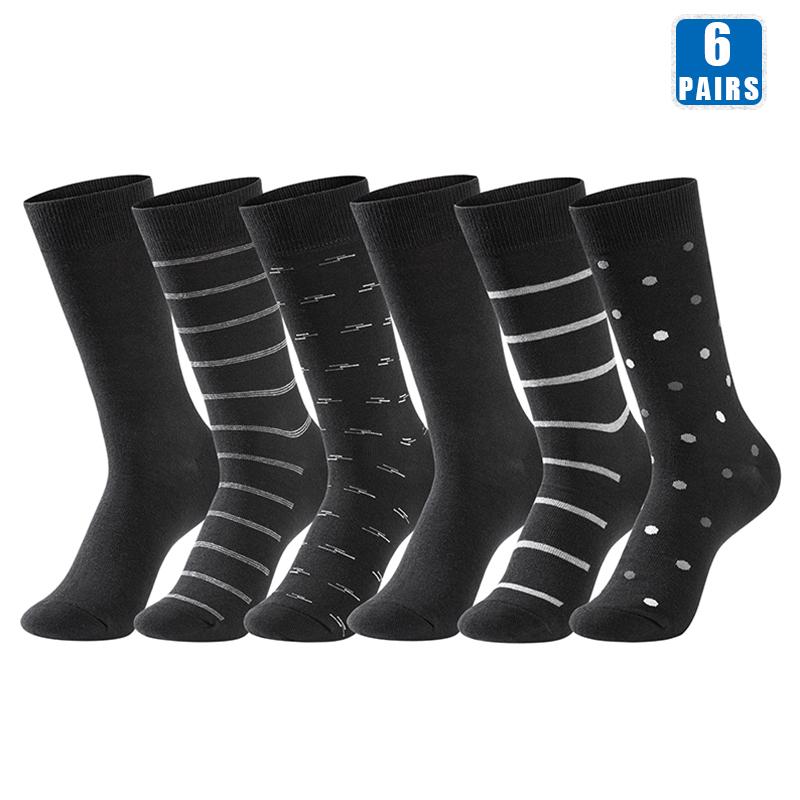 6 Pairs High Quality Business Men Socks Cotton Casual Soft Compression Fashion Design Brand Male's Black Plus Size Dress Sock
