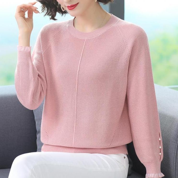 Lässiger Pullover Lockerer Pullover für Damen Langärmliger Dünner und Vielseitiger Strickpullover Basisschicht für Frühling und Herbst