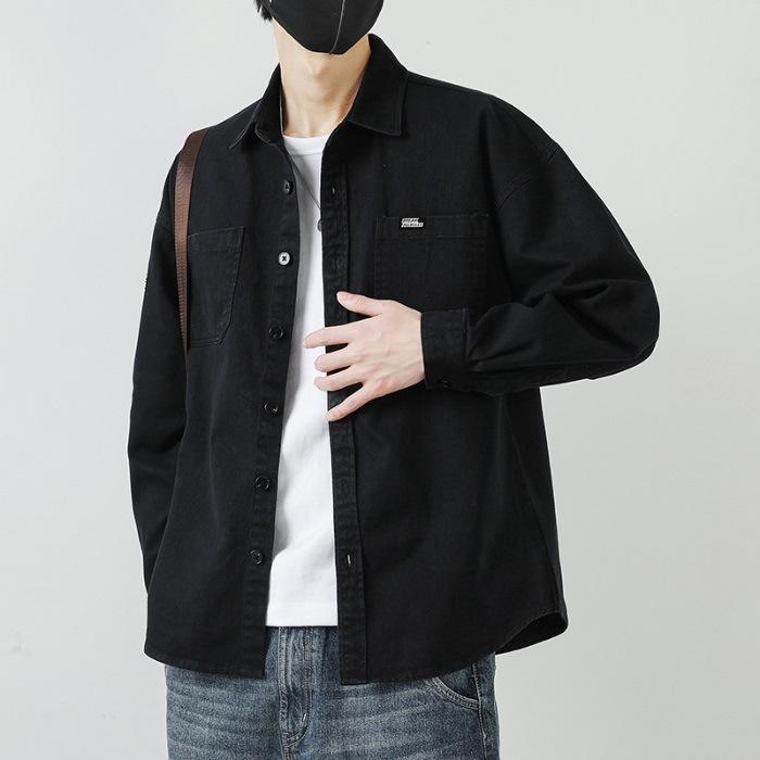 

Мужские свободные модные повседневные топы с лацканами и длинными рукавами для рубашек, новая вязаная хлопковая куртка 4XL