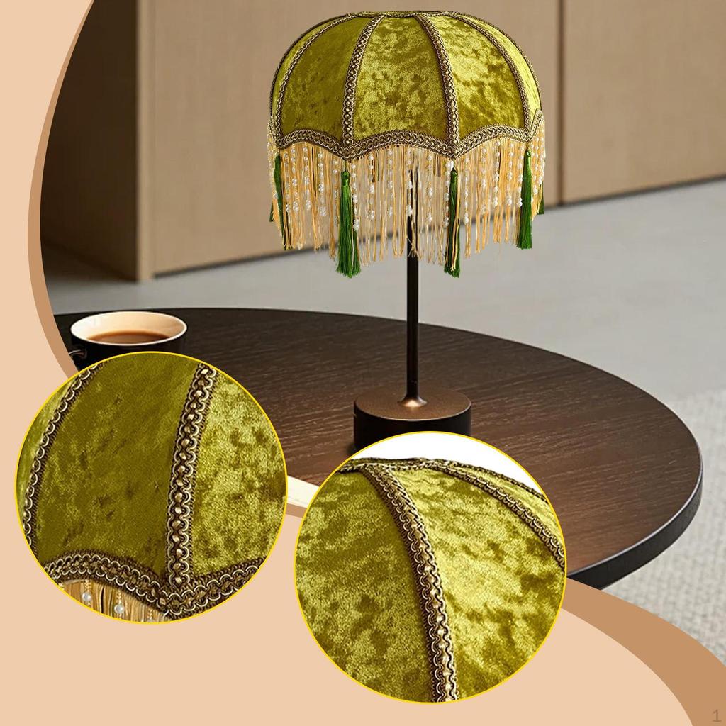 Vintage Table Lamp Shade Light European Style Tassel Lampshade Floor Cover for Cafe