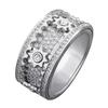 Stainless Steel Gear Ring Starry Sky Spinner Rings Fashionable Rotating Ring  Rock Hip Hop