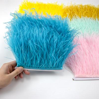 Feather1Meter Natural Ostrich Feathers Trim Fringe 8-10cm Fluffy Real Ostrich Feather Ribbon for Wedding Party Dress Sewing Decoration