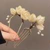 Nieuwe Chinese Magnolia U-vormige haarspeld, high-end antieke metalen haarspeld accessoires, hoofddeksels, haaraccessoires, parels.