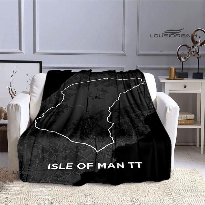 Motorcycle Isle of Man Tt Printed Blankets Flannel Warm Blanket Soft Cozy Blanket Travel Blankets Bed Linings Birthday Gift