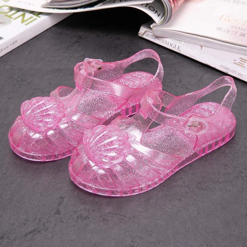 

New Summer Children Jelly Princess Sandals Sweet Heart Shaped Girls Toddlers Baby Breathable Hollow Shoes 25