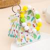 Ladies Wristlet Wallet Floral Print Wallet Beaded Wristlet Keychain with Tassel Coin Wallet Card Holder for Street Daily Outings