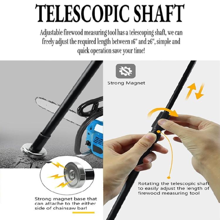 Magnetic Firewood Cutting Rod Quick Length Adjustable Logging Measure Tool Stick
