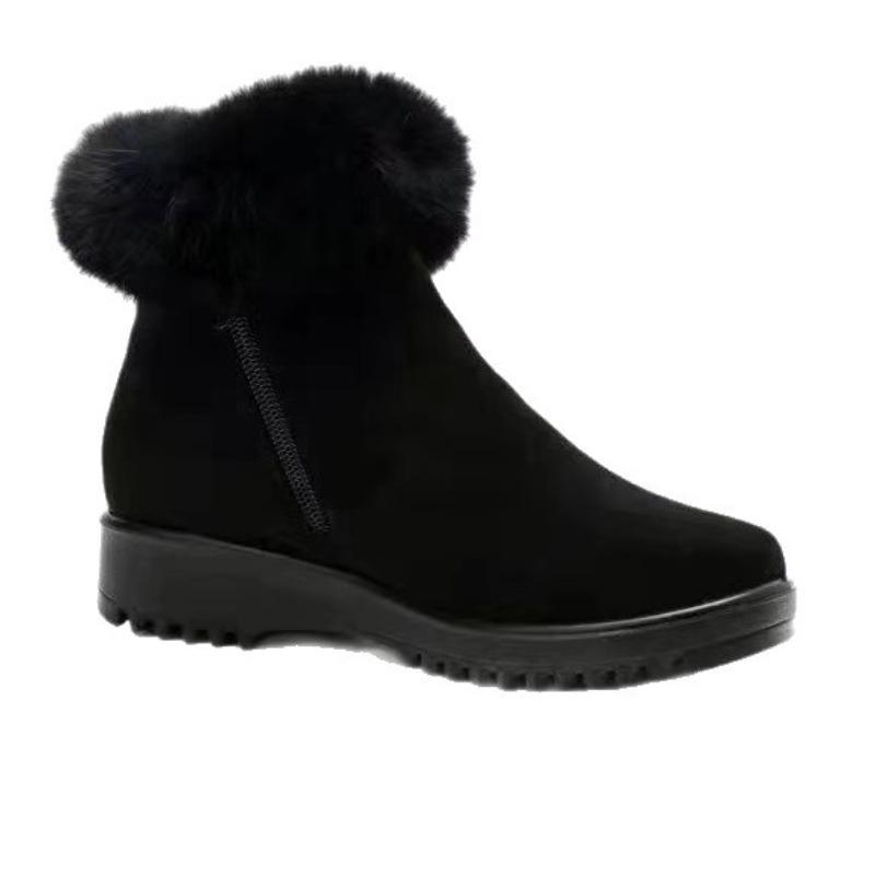 Winter mother cotton shoes old Beijing non-slip soft sole medium and old velvet thickened fashion boots warm elderly women's fashion boots