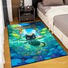 Multiple sizes Black cat pond lotus morning Print Carpet Rug for Living Room Bedroom Sofa Doormat Home Decor Non-slip Floor Mat