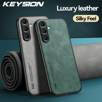 KEYSION Custodia di lusso retrò in pelle PU per Samsung A56 5G A36 A26 Cover per telefono antiurto in silicone morbido+PC per Galaxy A06 4G