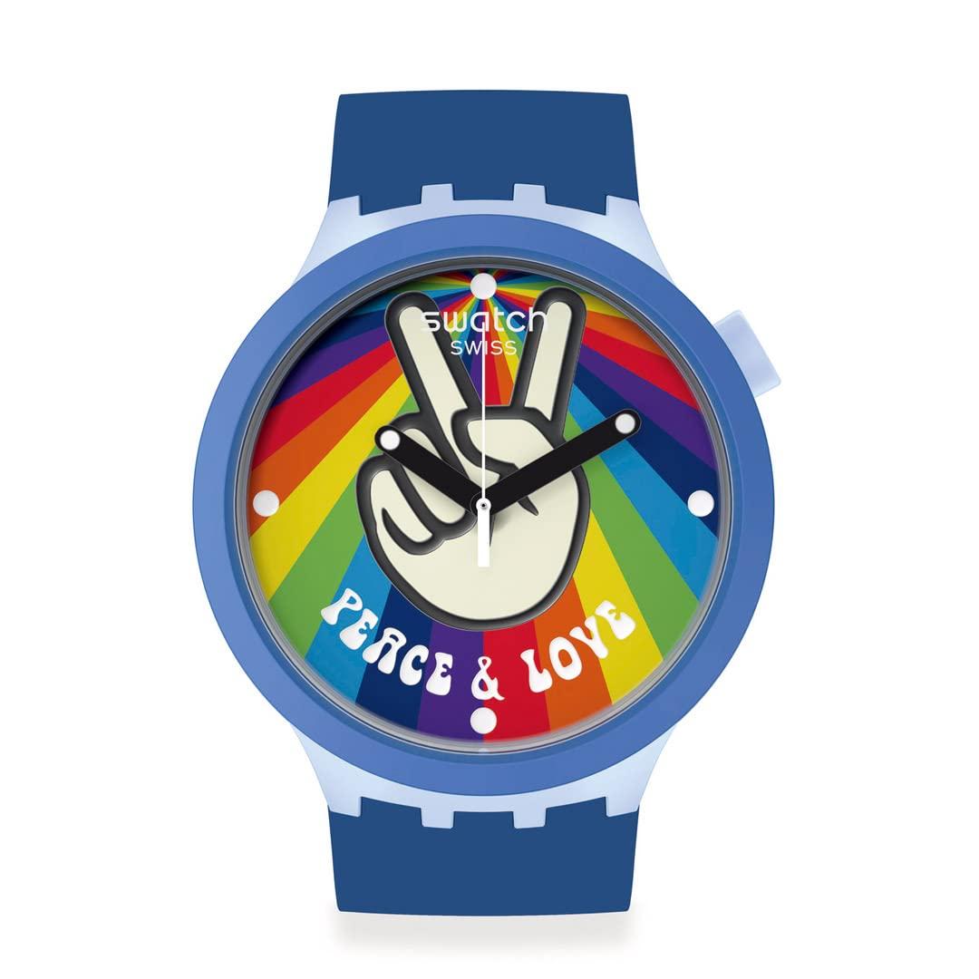 

Часы Swatch PEACE HAND LOVE BIG BOLD SB03N105 Blue [Swatch] синий