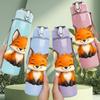 1PC Fluffy Forest Fox Cartoon 750ml Color Plastic Sports Water Bottle Leakproof Flip Straw Lid Suitable for Sports Office Home Use