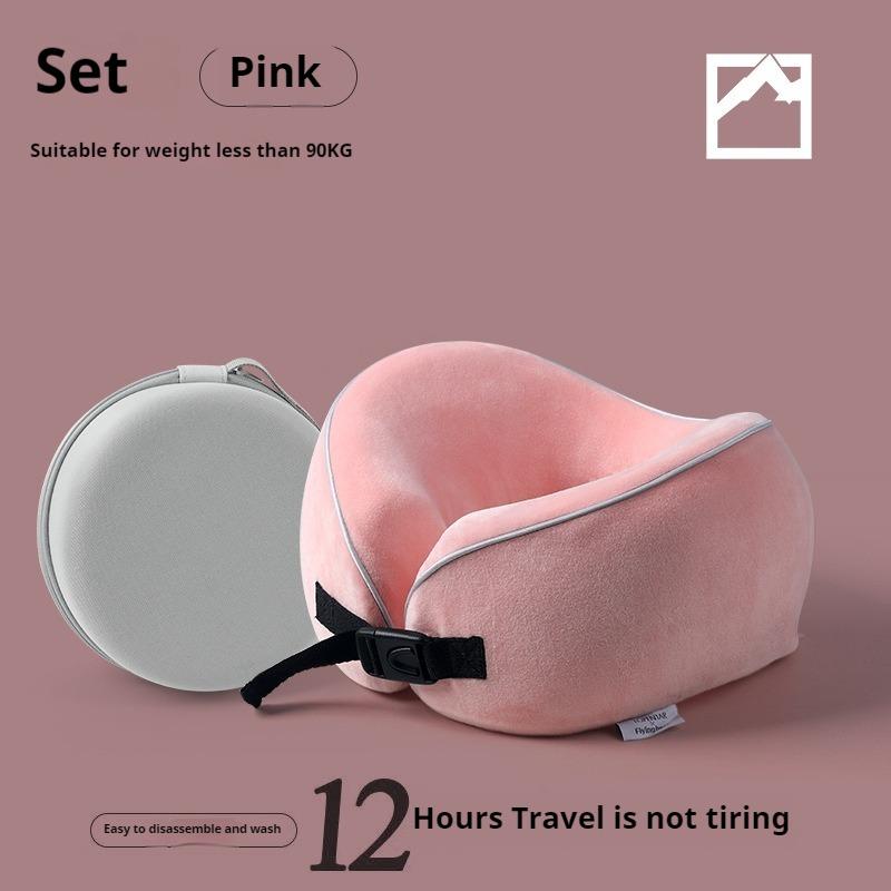 New Portable U-Shaped Memory Foam Pillow with Fleece Cover Airplane Neck Support Travel Pillow for Comfortable Sleep On-the-go