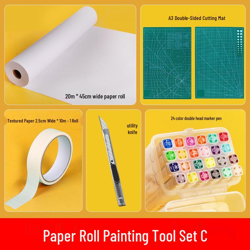 Pine Wood Children's Tabletop Art Easel with Long Drawing Paper Roll