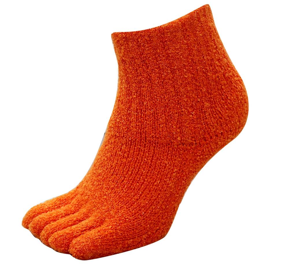 SocksDEPO Fluffy Made in Orange Five-Toe Socks, Short, Fleece-Lined, Japan, Unisex,