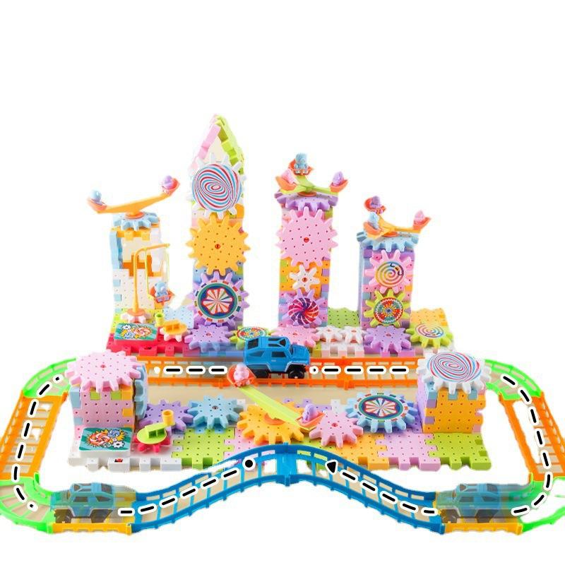 Großes 3D Elektrisches Zahnradmodell Bausteine Kunststoff Kinderhaus Blöcke Steine Pädagogisches Konstruktionsspielzeug für Kinder Geschenke