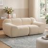 Two-Seater Chenille Sofa, 174 cm, Padded Seat and Armrests, Beige