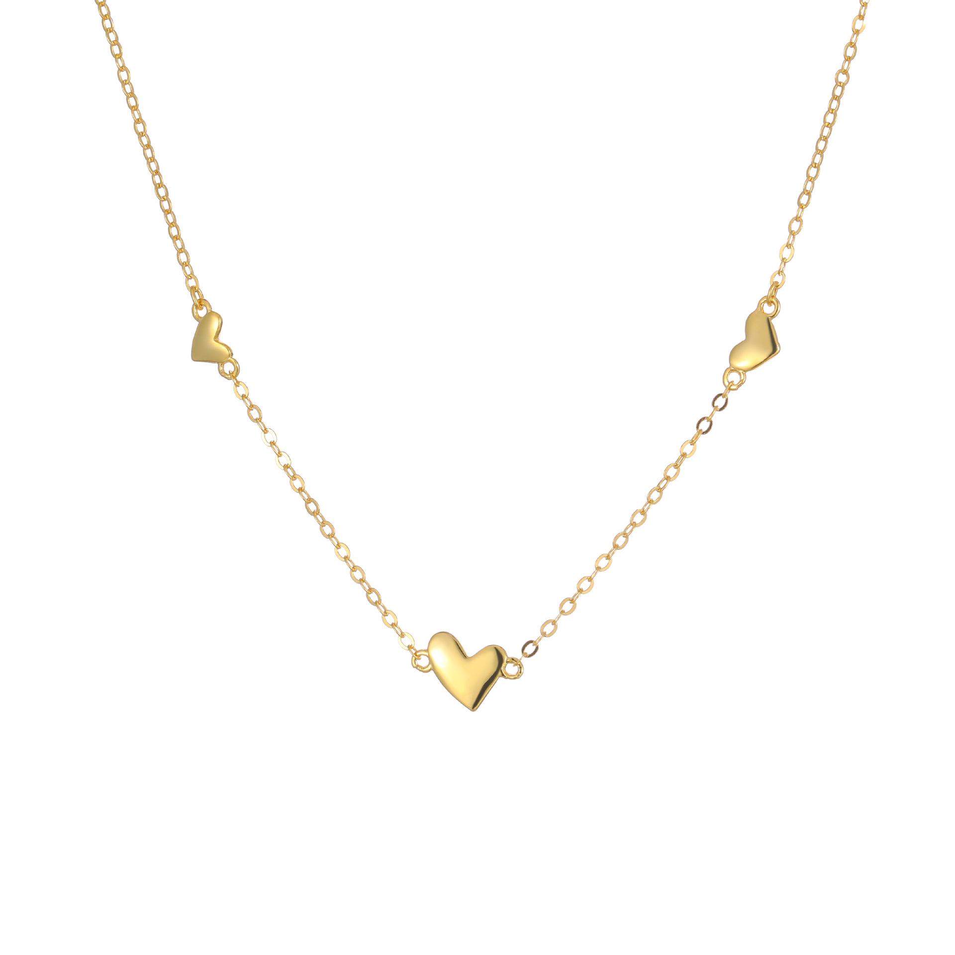 

18K Gold Plated S925 Sterling Silver Triple Heart Necklace: Elegant Clavicle Chain in Cool, Simple Style S925 Silver