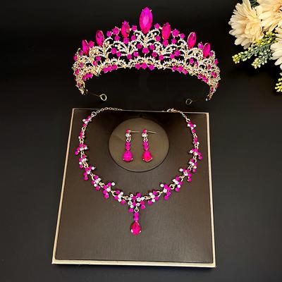 New Bridal Tiara Necklace Three-piece Set Crown Wedding Accessories Bridal Set