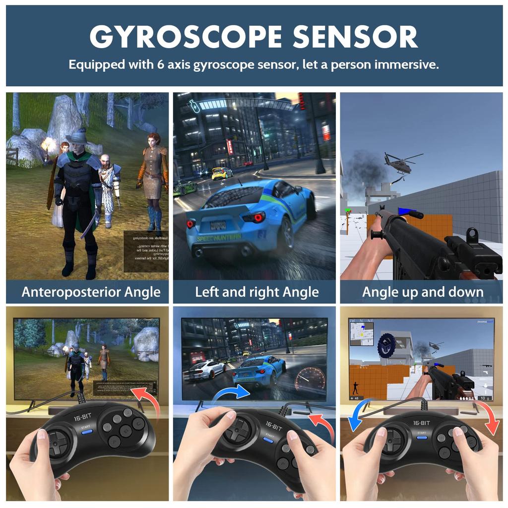 Volan XSDJASD 2 joc joc negru controller pe 16 biți, pentru, piese, controller, accesorii, gamepad cu 6 butoane,