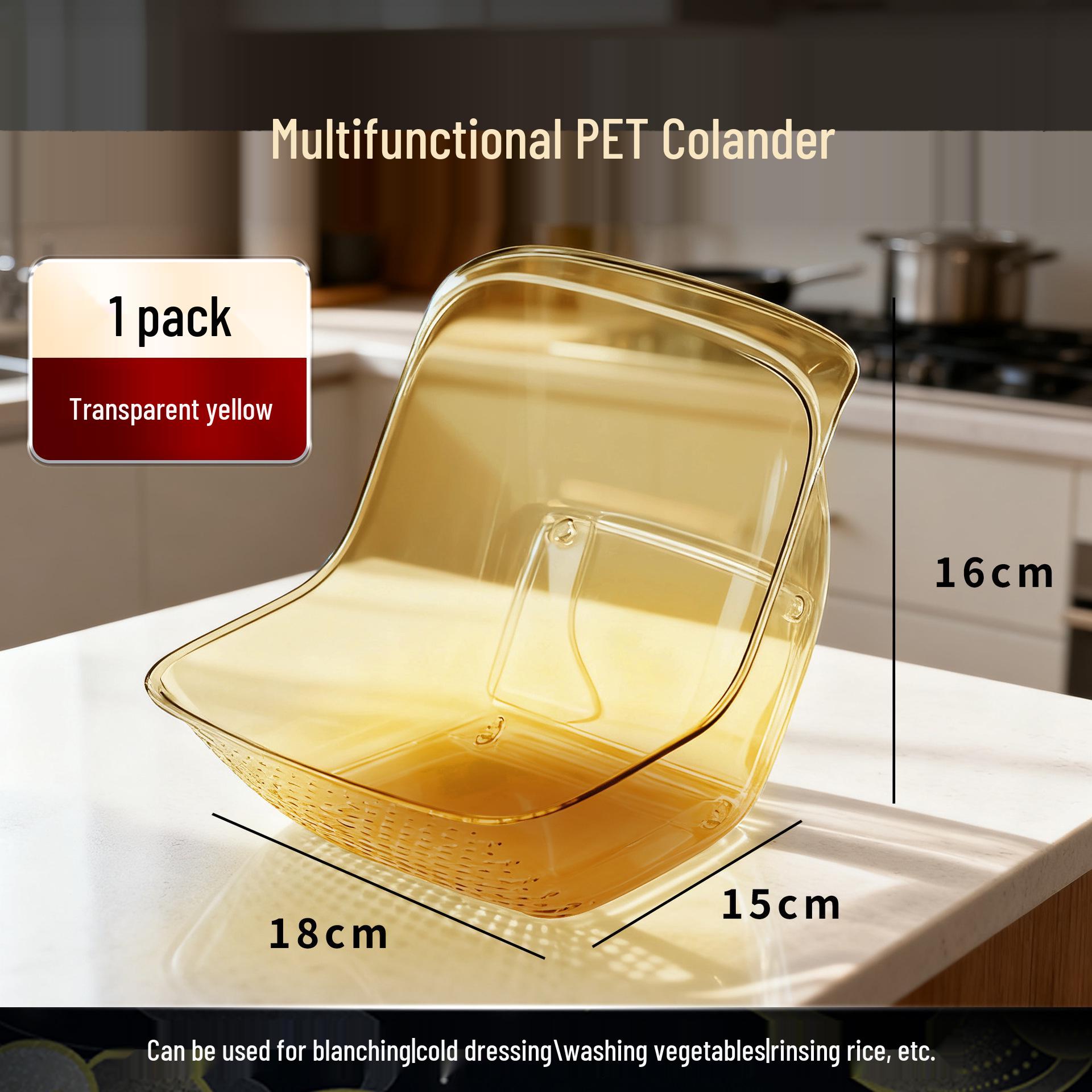 Прозрачная дренажная корзина большой емкости, многофункциональная, для риса, фруктов и овощей жёлтый/прозрачный