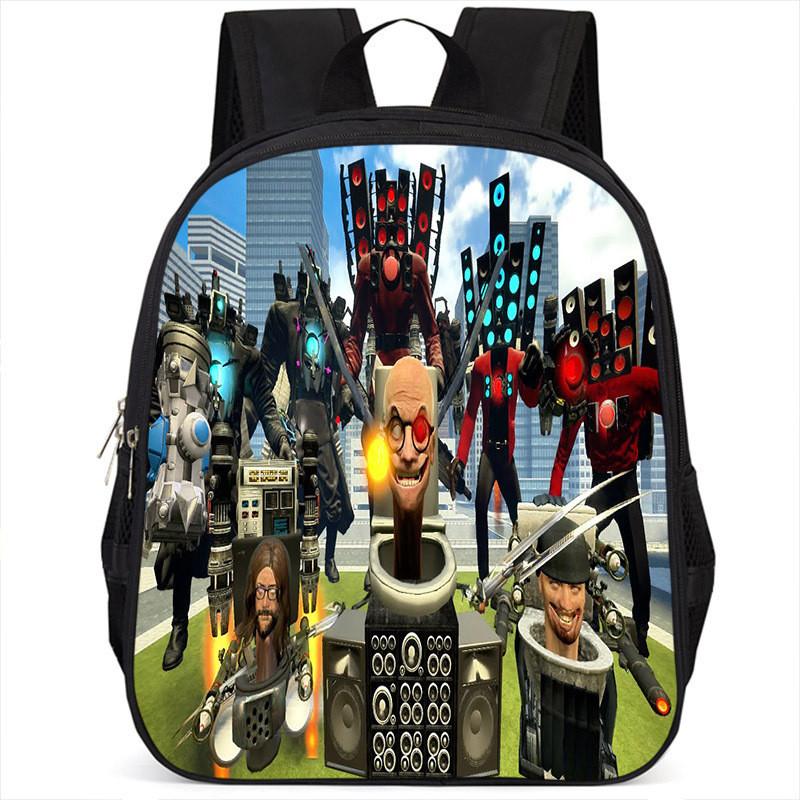 Fashionable Skibidi Toilet Kids Backpack Large Capacity Nylon Bag Unisex Design