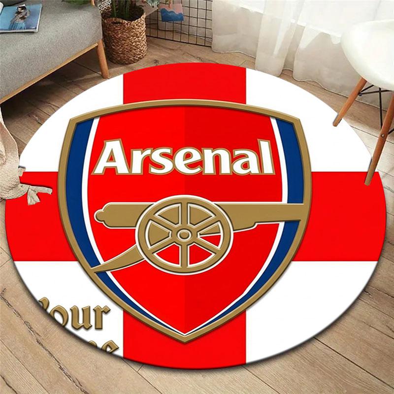Arsenal F Benutzerdefinierter Name Runder Teppich, Teppich für Wohnzimmer Schlafzimmer Sofa Spielzimmer Dekoration, Rutschfeste Fußmatte