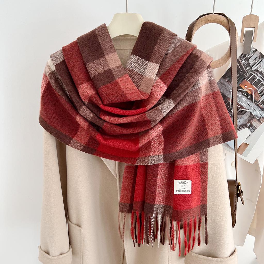 Autumn new thickened tassel imitation cashmere warm scarf student cold scarf winter travel outside shawl