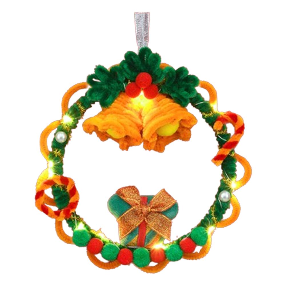 Snowman Twisting Sticks Wreath Material Pack Bell Pipe Cleaners Wreath with Light Chenille Stems Garland with Bow for Home Decor