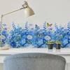 Watercolor Wall Stickers, Blue Flower Butterfly Decals for Bedroom Living Room, Removable PVC Art Decor for Wall Mural