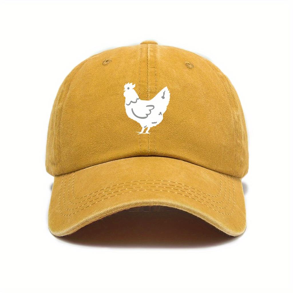 White Hen Printed Baseball Cap with Fun Style, Suitable for Both Men and Women's Daily Casual Wear, Versatile Duckbill Cap