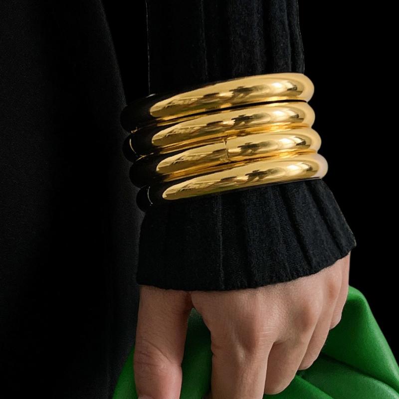 4/8 st Armband i Rostfritt Stål Set för Kvinnor Män Tvinning Textur Armringar Guld Silver Färg Smycken Statement Streetwear Goth