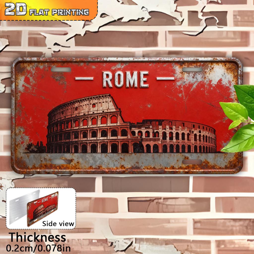 Vintage City Landscape Year Print Metal License Plate Sign Retro D Flat Printed Tin Plaque Wall Decor for Home Bar
