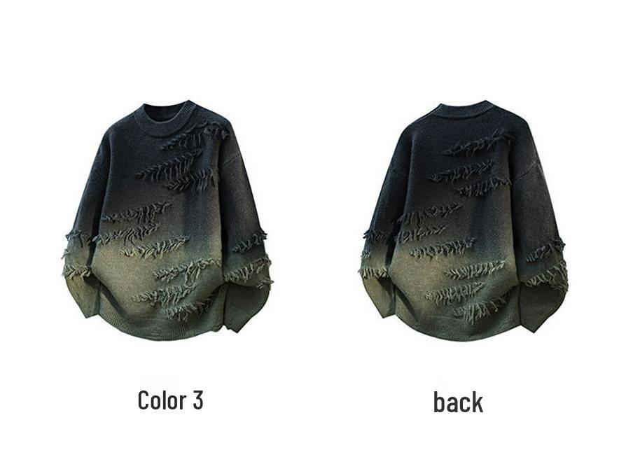 Farbverlauf Strickpullover: Trendiger lässiger Pullover mit Rundhalsausschnitt für Jugendliche