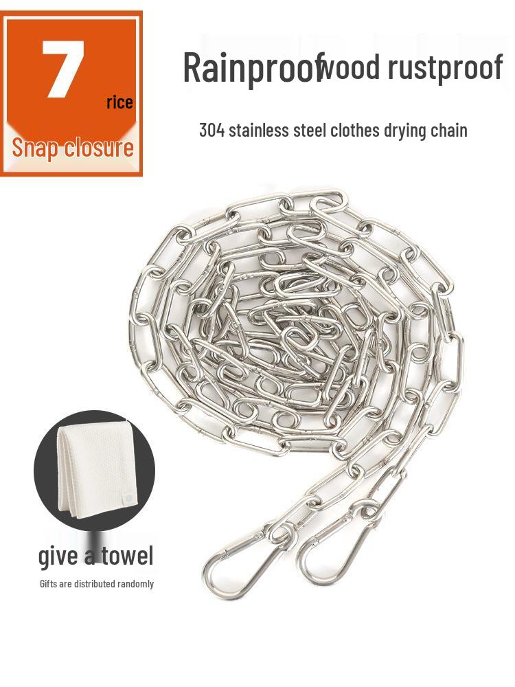 Stainless Steel Multipurpose Chain: Clothes Drying, Hanging, Pet Traction, Anti-theft, Outdoor Use.