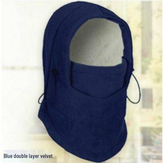 

Зимняя ветрозащитная флисовая шапка и маска для езды на велосипеде - толстый, теплый уличный головной убор Plush and Thickened, One Size темно-синий