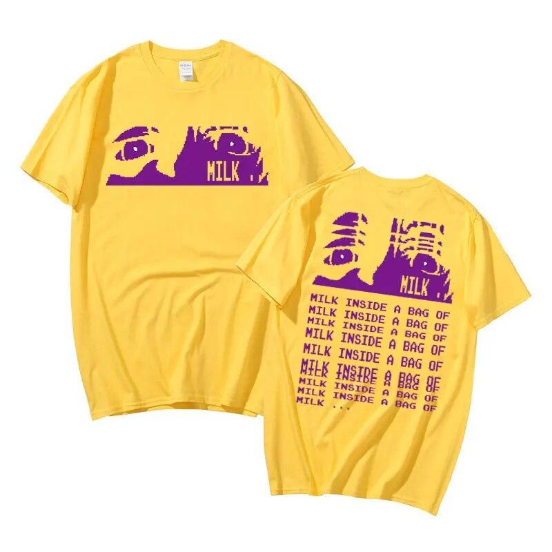

Мужская и женская крутая футболка, модная уличная одежда, двусторонние футболки с рисунком, футболка с принтом «Молоко внутри мешка с молоком», футболка с принтом «Глаза аниме» 4XL
