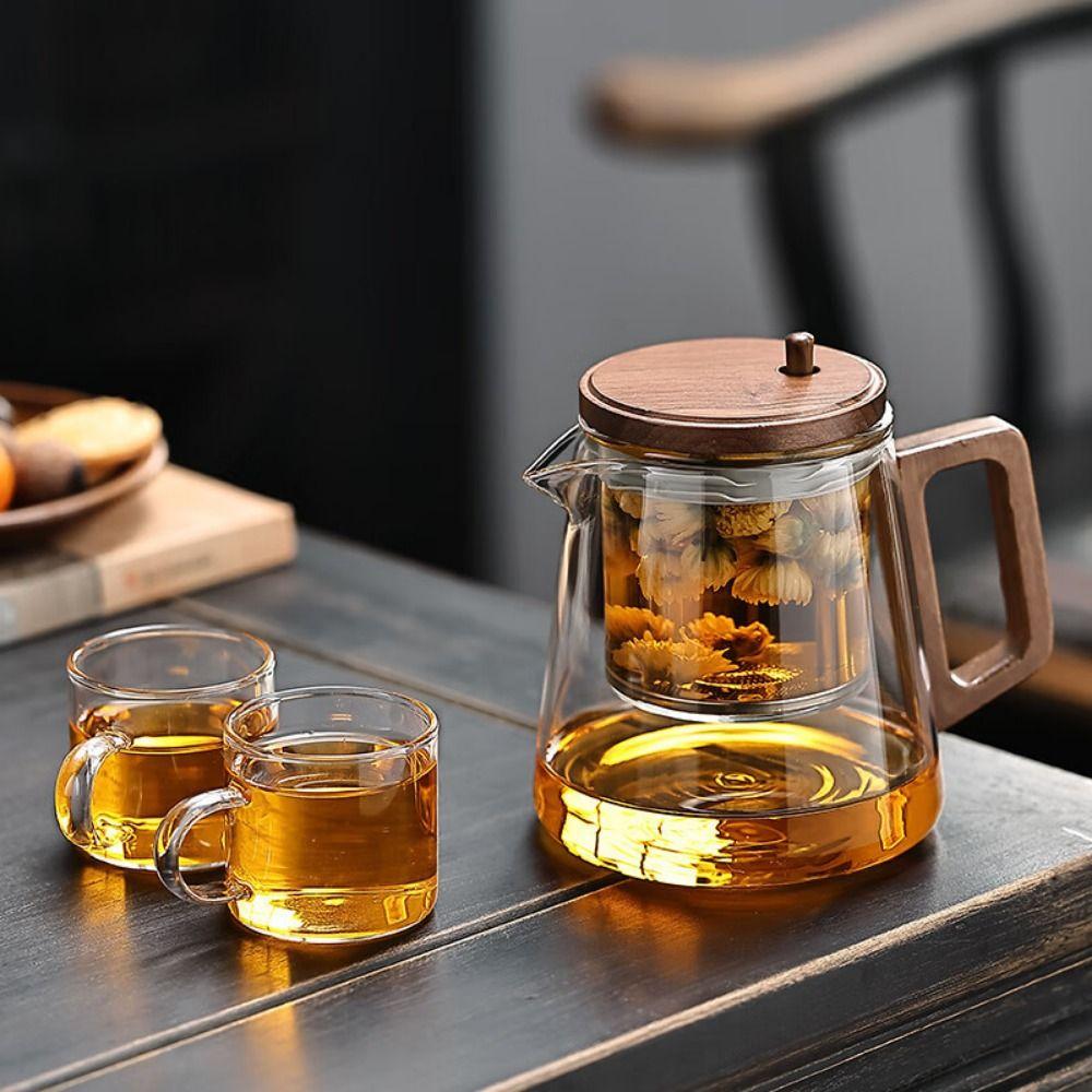 Heat Resistant Tea Separation Glass Teapot 650ML One-button Filtering Teapot  Home