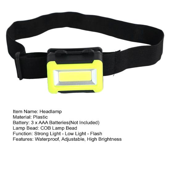Head Lamp 45 Degree Adjustable Battery Operated Elastic Band Waterproof Multifunctional Illumination Plastic Strong Light COB Night