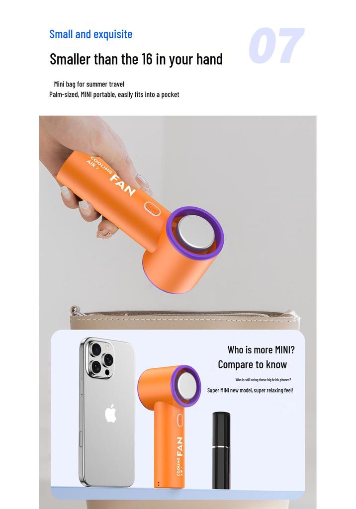 T20 Compact Handheld Fan: High-Speed, Long Battery, USB Rechargeable for Outdoor Cooling