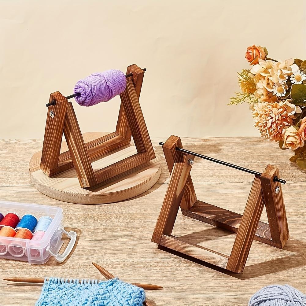 Wooden Yarn Ball Holder - Horizontal Spinning Rack for Crochet & Knitting. Perfect Gift for Crafters & DIY Enthusiasts.