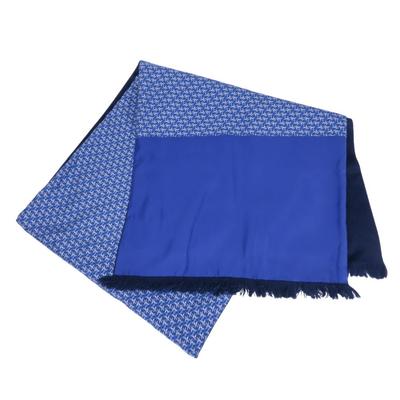 Gebrauchter HERMES Schal Seide/Angola blau Marine Bekleidung