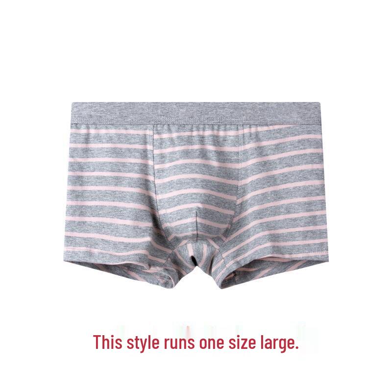 Pure Cotton Striped Men's Mid-Waist Boxer Briefs, Plus Size, Sporty and Trendy.